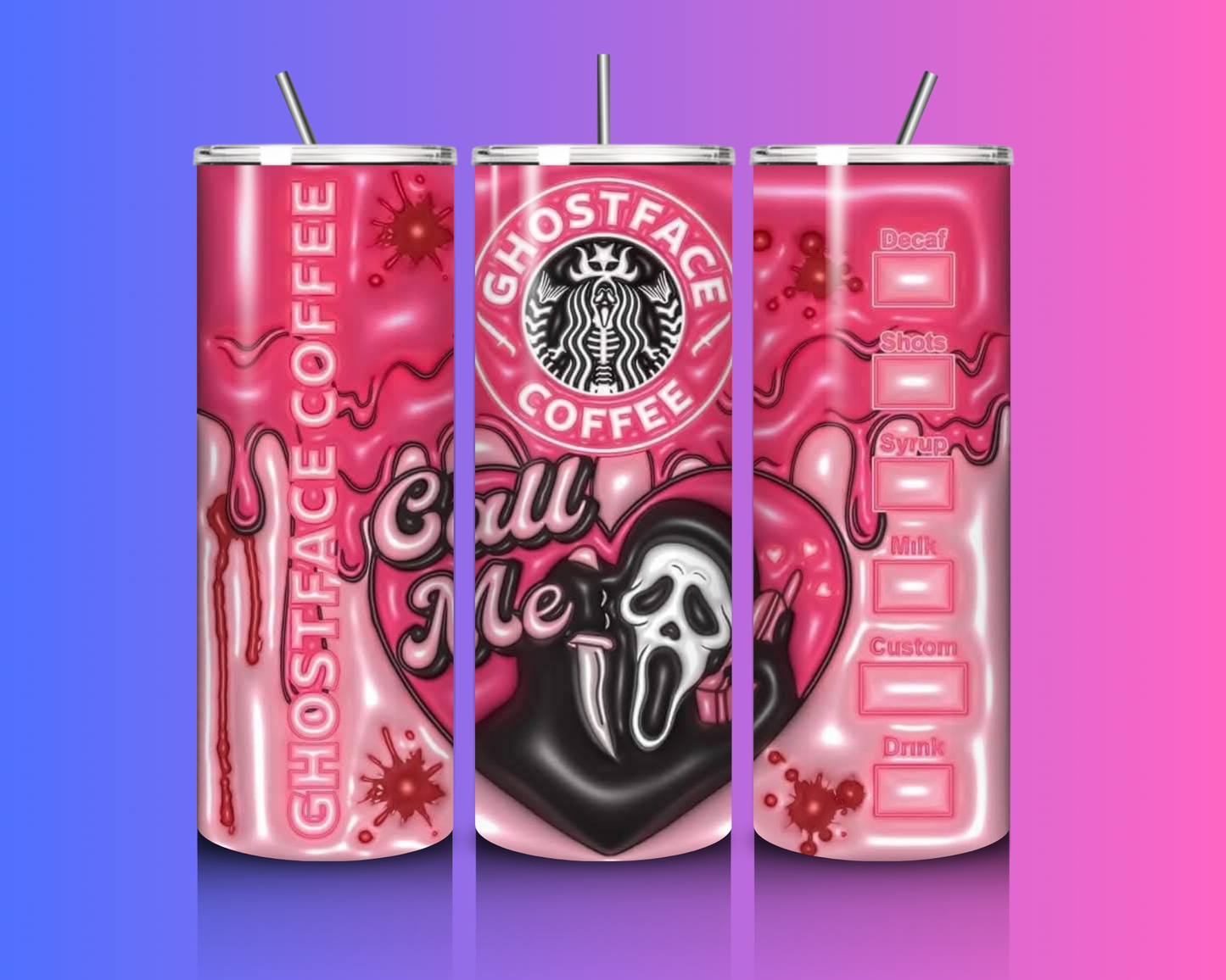 Ghostface 3d inflated - 20 oz Custom Tumbler image 0