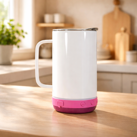 14oz Bluetooth Speaker Sublimation Mug (Removable Base) image 0